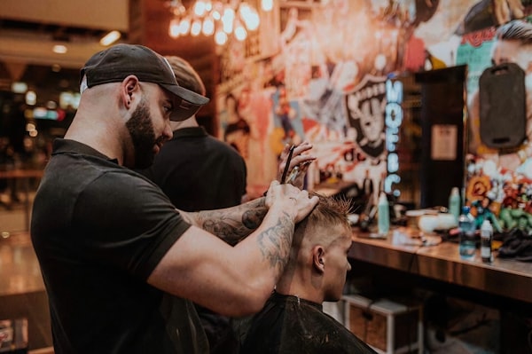 Barber at work
